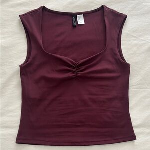 H&M Burgundy Ruched Tank Top